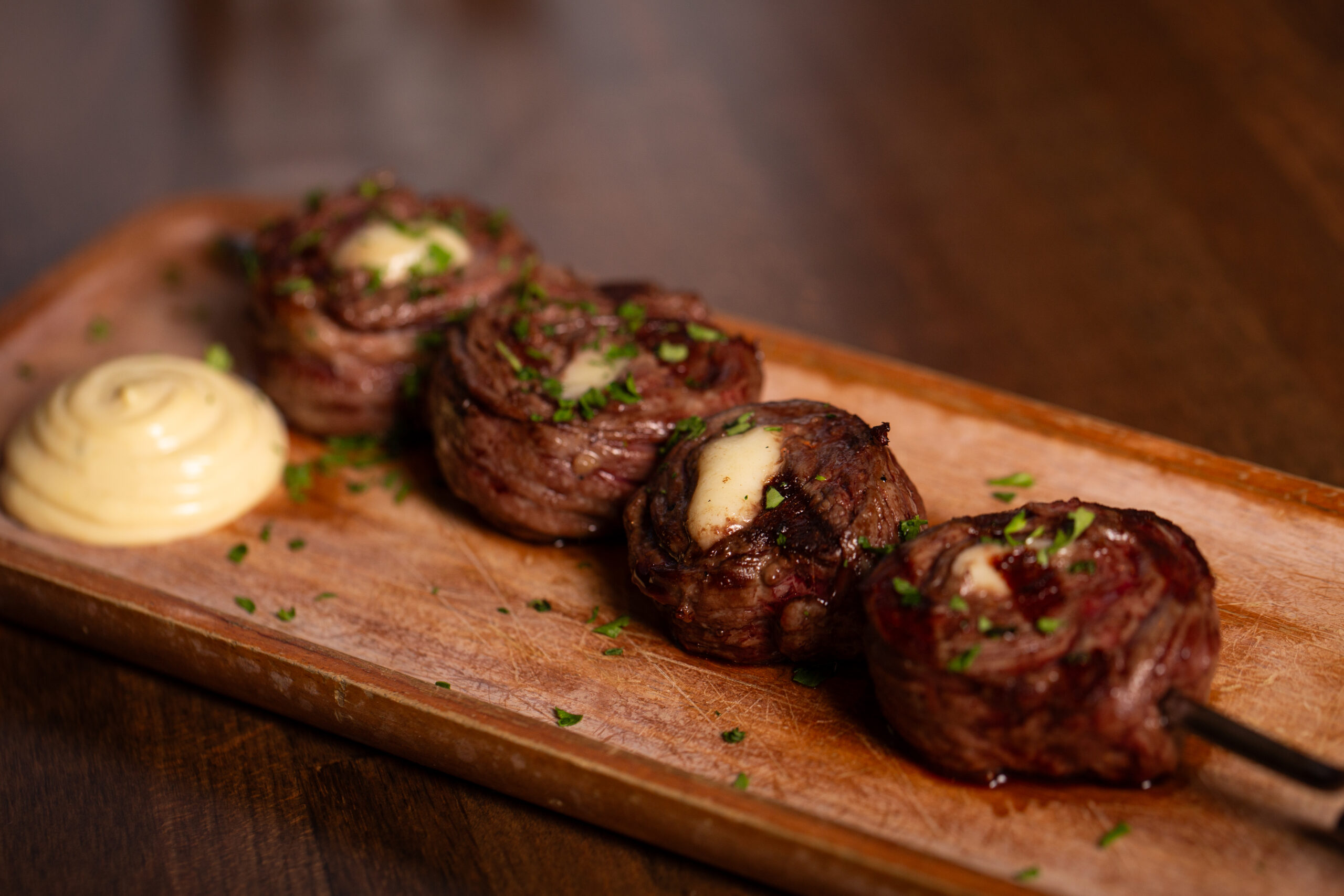Skirt Steak & Provolone Skewer